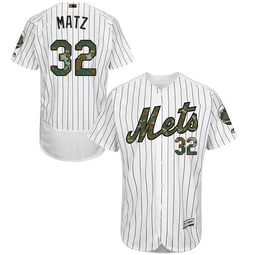 Mets #32 Steven Matz White(Blue Strip) Flexbase Authentic Collection Memorial Day Stitched MLB Jersey
